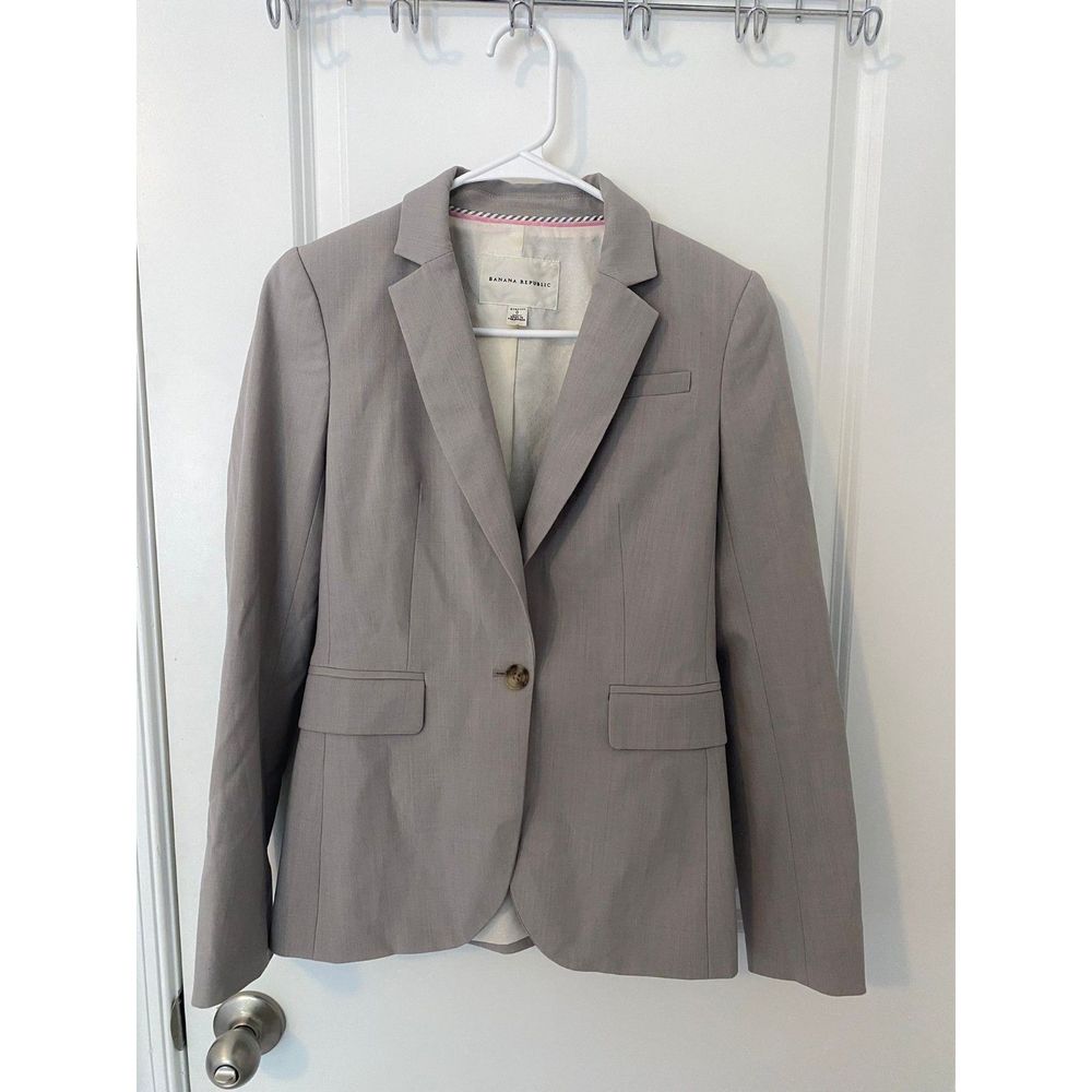 Banana Republic Womens Jacket Blazer Stretch Chambray One Button